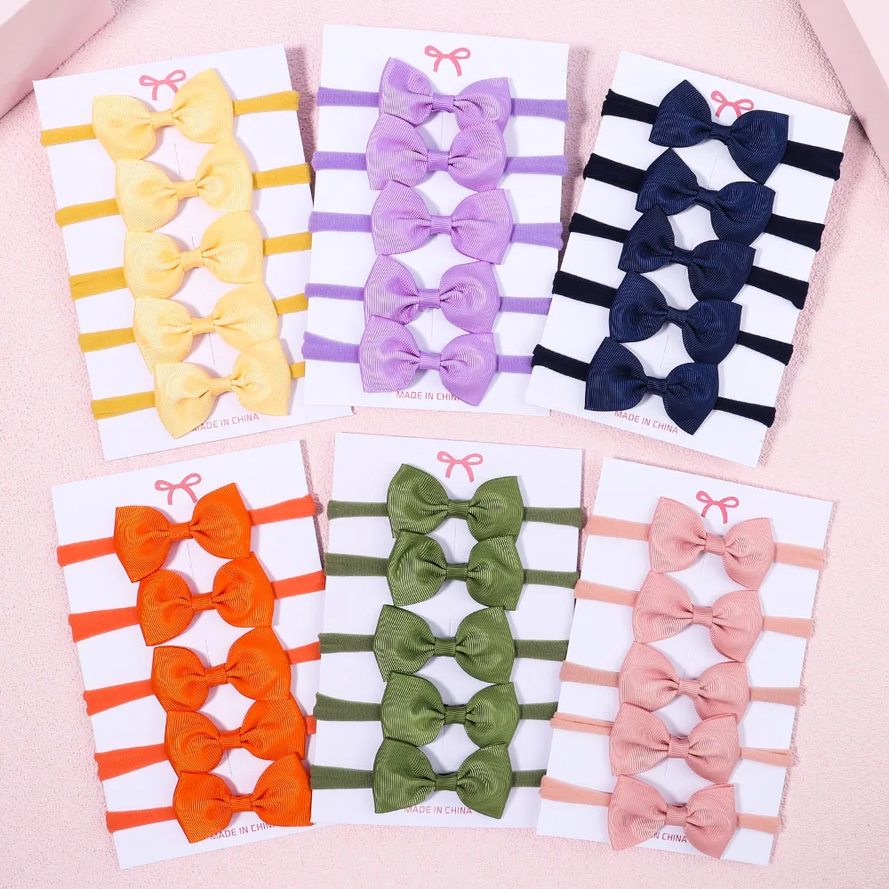 Baby Gear - 5 pçs/set meninas cor sólida bowknot