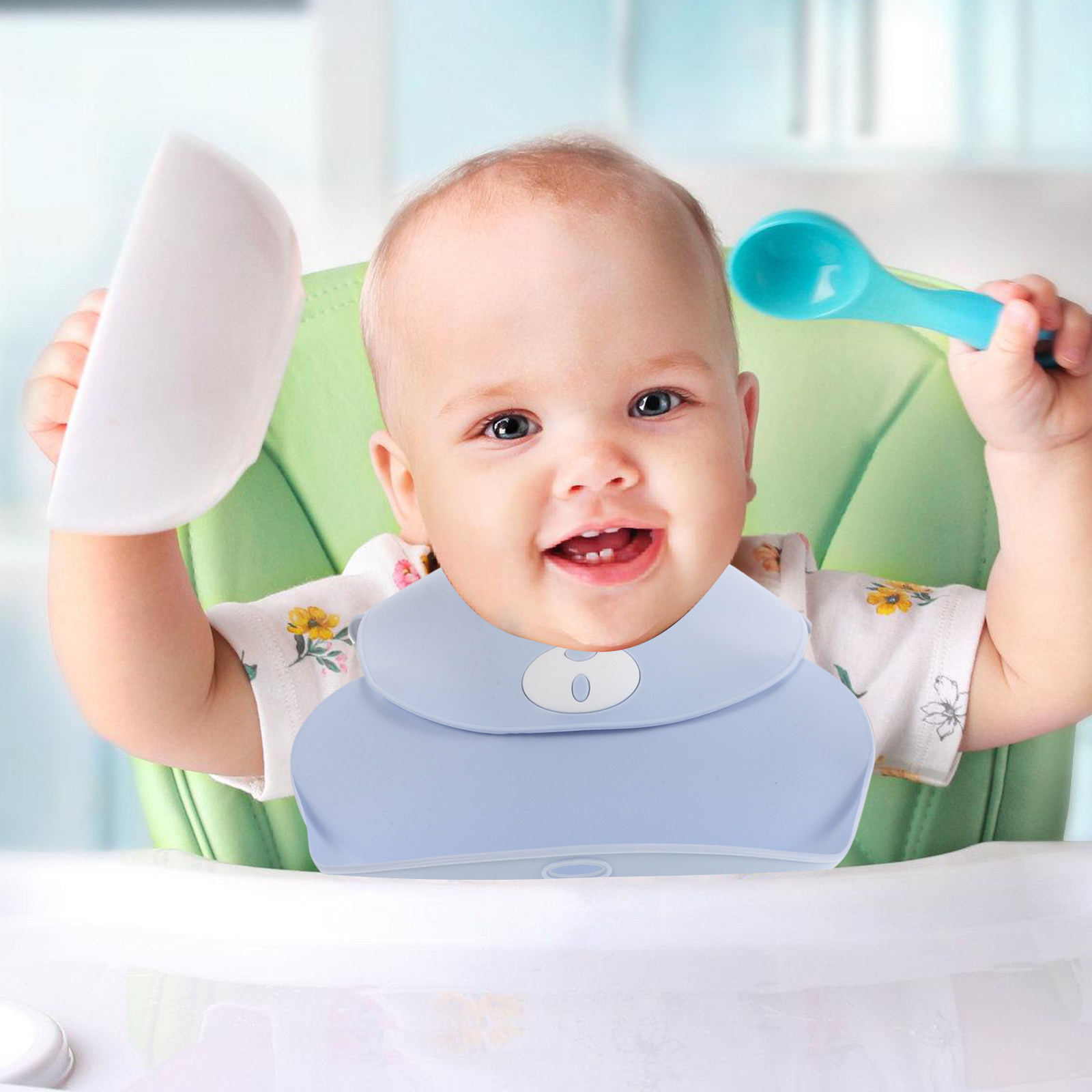Waterproof Baby Bibs Silicone - Babete de silicone impermeável e ajustável