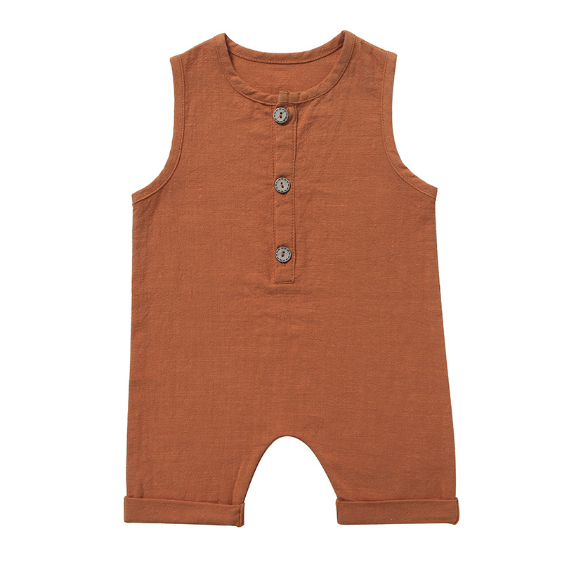 Macacões de Verão para Bebês M - Baby Summer Linen Sleeveless Jumpsuit avaliação e preço