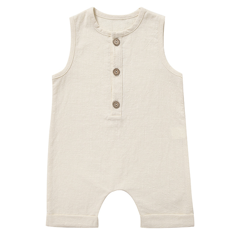 Macacões de Verão para Bebês M - Baby Summer Linen Sleeveless Jumpsuit avaliação e preço