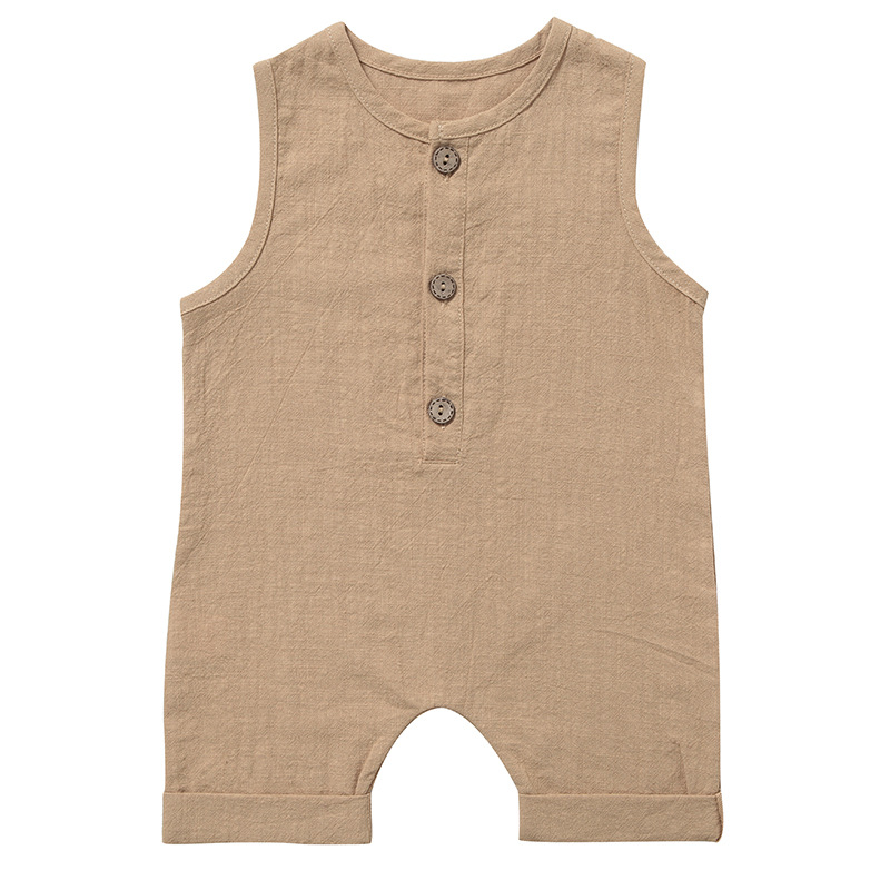 Macacões de Verão para Bebês M - Baby Summer Linen Sleeveless Jumpsuit avaliação e preço