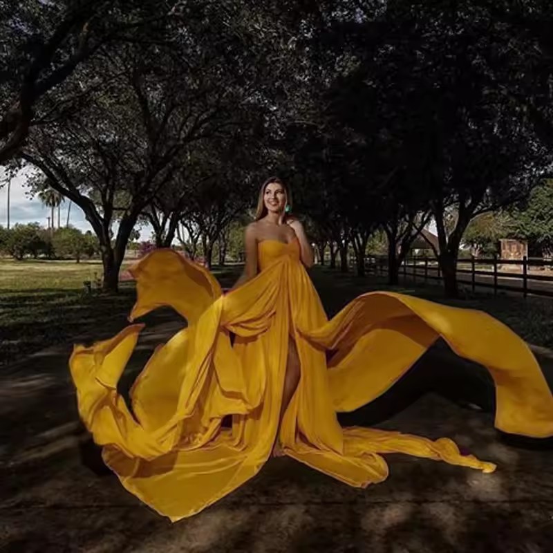 Vestido Longo de Chiffon com R - Maternity Wear avaliação e preço