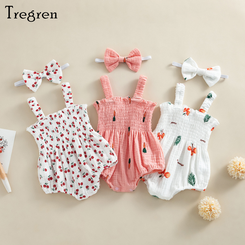 Tregren bebê meninas macacão v - Baby Summer Linen Sleeveless Jumpsuit avaliação e preço