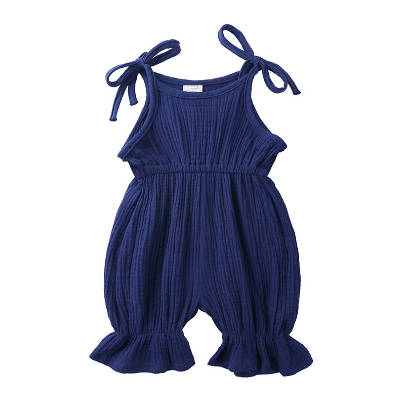Baby Girl's Sleeveless Cotton  - Baby Summer Linen Sleeveless Jumpsuit avaliação e preço