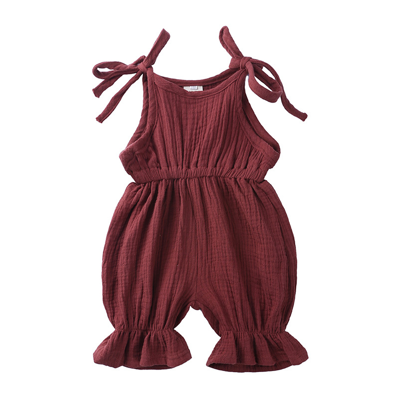 Baby Girl's Sleeveless Cotton  - Baby Summer Linen Sleeveless Jumpsuit avaliação e preço